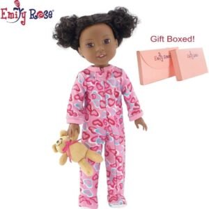 Emily Rose 14 Inch Doll Clothes PJs for Glitter Girls and Wellie Wishers | Footed Doll Pajamas PJs Outfit with Teddy Bear | 14 Inch Wellie Wisher Doll Clothes
