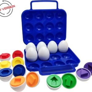 Beakabao 12pcs Color and Shape Matching Egg Set Montessori Toddler Education Classification Toys for Fine Motor Skills of The Fingers Muscles, Preschool Children Smart Puzzles Easter Gifts (Blue)