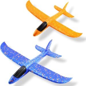 Weoxpr 2 Pack 35cm Soft Foam Airplane, Manual Throwing Inertial Plane Model for Outdoor Sports Toy ? Kids Toys Gift