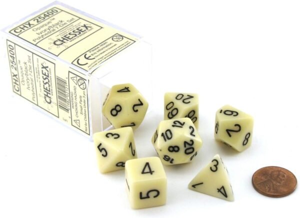 Chessex CHX25400 Dice-Opaque Ivory/Black Set, Multicolor