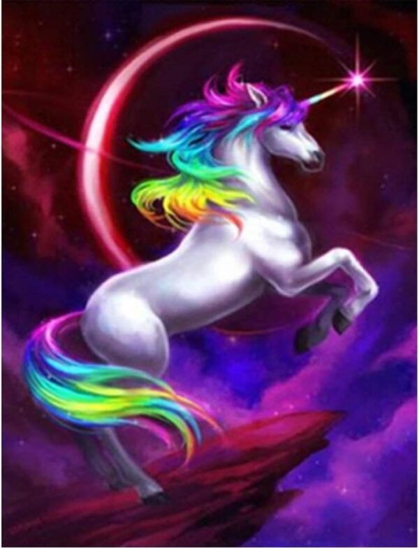 DIY 5D Diamond Painting by Number Kit, Full Drill Flying Unicorn Animal Embroidery Cross Stitch Rhinestone Pictures Arts Craft Home Wall Decor 11.8x15.8 inch