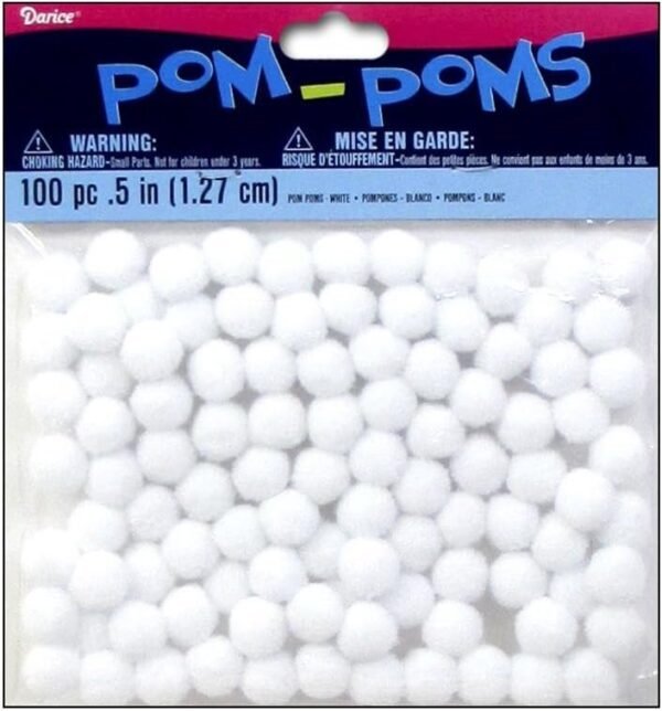 Darice Pom Poms 1/2' 100/Pkg: White
