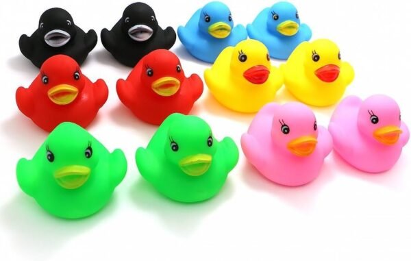 Novelty Place Float & Squeak Rubber Duck Ducky Baby Bath Toy for Kids Assorted Colors (12 Pcs)