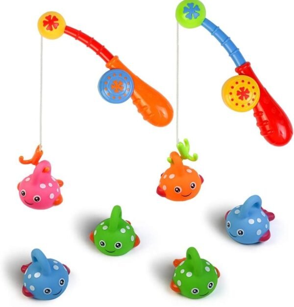 Bath Toys Set for Kids Toddler Shower Fishing Game Bathtub Water Toy Colorful Floating Fish with Hook Pole Baby Fun Indoor Bathtime Early Learning Summer Children Gifts for Boys Girls - Color Random