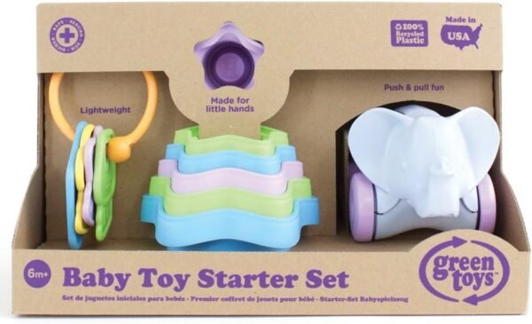 Green Toys Baby Toy Starter Set (First Keys, Stacking Cups, Elephant)