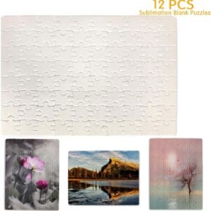 12 Pack Jigsaw Puzzles 80 Pieces Sublimation Blanks Puzzles DIY Puzzle Blank A4 Custom Puzzle for Heat Transfer 9.4X7.5 inches