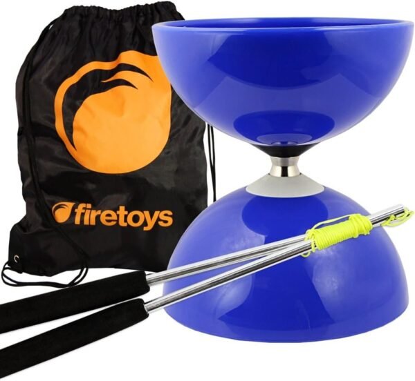 Juggle Dream Blue Big Top - Jumbo Bearing Diabolos Set, Ali Dream Metal Diablo Sticks, Diabolo String & Bag