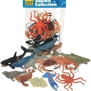 Wild Republic Polybag Aquatic, Octopus, Shark, Dolphin, Orca, Crab, Lobster, Blue Whale, Stingray, Squid, Harp Seal, & Walrus Toys 11 Piece Set