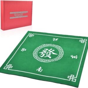 YagoDago Anti Slip and Noise Reduction Rubber Mahjong Mat Card Game Table Cover Poker Mat Tile Games Board Game Table Cover Green Mat 31.5 x 31.5 Inches
