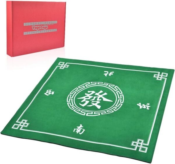 YagoDago Anti Slip and Noise Reduction Rubber Mahjong Mat Card Game Table Cover Poker Mat Tile Games Board Game Table Cover Green Mat 31.5 x 31.5 Inches
