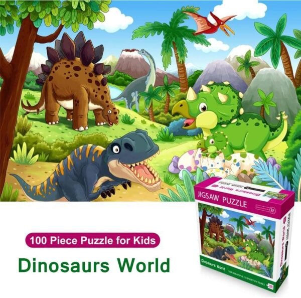 Viapeu 100 pcs Jigsaw Puzzle for Kids Age 3+ Dinosaur Puzzle Preschool Educational Puzzles Toys for Boys and Girls