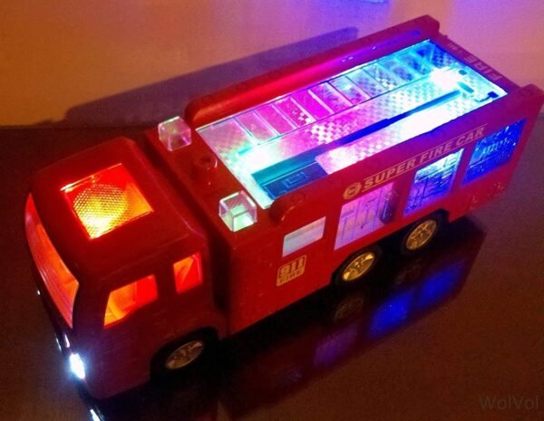WolVol Electric Fire Truck Toy with Stunning 3D Lights and Sirens, goes Around and Changes Directions on Contact - Great Gift Toys for Kids