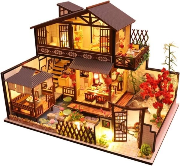 CUTEBEE Dollhouse Miniature with Furniture, DIY Wooden Dollhouse Kit Plus Dust Proof and Music Movement, 1:24 Scale Creative Room Idea (Forest Habitat)