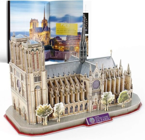 CubicFun 3D Puzzle for Adults Kids Notre Dame de Paris France Architecture Model Kits, Gifts for Boys Girls Adults, 128 Pieces