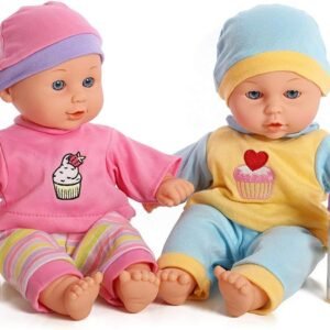 12'' Baby Twins Dolls 1 Boy & 1 Girl with Milk & Juice Bottle