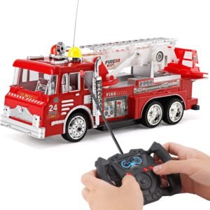 10' R/C Rescue Fire Engine Truck Remote Control Kids Toy with Extending Ladder & Lights