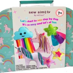 ARTIKA Sewing KIT for Kids, DIY Craft for Girls, The Most Wide-Ranging Kids Sewing Kit Kids Sewing Supplies, Includes a Booklet of Cutting Stencil Shapes for The First Step in Sewing. (Unicorn kit)