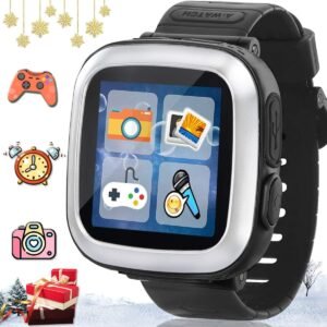 TURNMEON Kids Game Smart Watch-Smartwatch for Kids Boys Girls Toddlers Holiday Toys Birthday Gifts Digital Wrist Watch with Games Pedometer Camera Alarm Clock Electronic Learning Toys-Black
