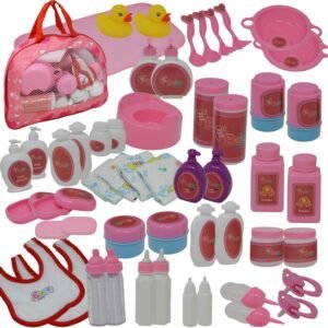 50Piece Baby Doll Feeding & Caring Accessory Set in Zippered Carrying Case - Accessories for Dolls