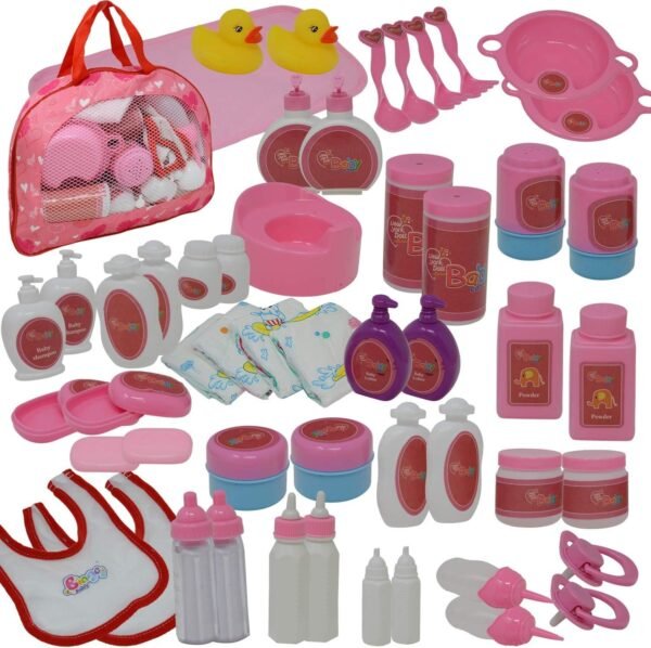 50Piece Baby Doll Feeding & Caring Accessory Set in Zippered Carrying Case - Accessories for Dolls