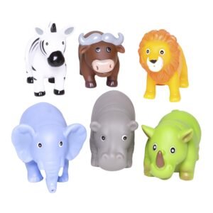 Elegant Baby Bath Time Fun Rubber Water Squirties, Jungle Party Bath Squirt Toys