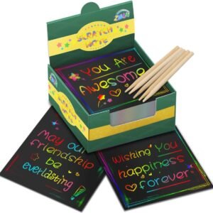 ZMLM Rainbow Scratch Art Mini Notes - 125 Magic Scratch Off Paper Note Pads Cards Sheets for Kids Black Scratch Arts and Crafts DIY Party Favor Supplies Kit Birthday Game Toys Gifts Box for Girls Boys