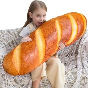 32 in 3D Simulation Bread Shape Pillow Soft Lumbar Back Cushion Funny Food Plush Stuffed Toy for Home Decor