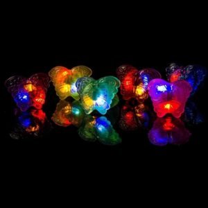 24 Pack - LED Light Up Jelly Butterfly Rings - Glow Rings Flashing Party Favors