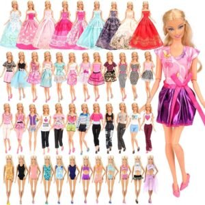 BARWA 16 Pack Doll Clothes and Accessories 5 PCS Fashion Dresses 5 Tops 5 Pants Outfits 3 PCS Wedding Gown Dresses 3 Sets Swimsuits Bikini for 11.5 inch Doll?