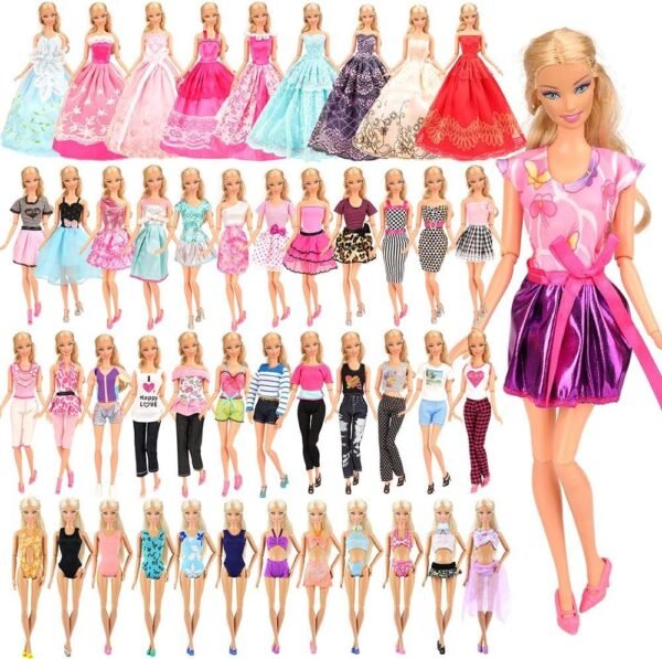 BARWA 16 Pack Doll Clothes and Accessories 5 PCS Fashion Dresses 5 Tops 5 Pants Outfits 3 PCS Wedding Gown Dresses 3 Sets Swimsuits Bikini for 11.5 inch Doll?