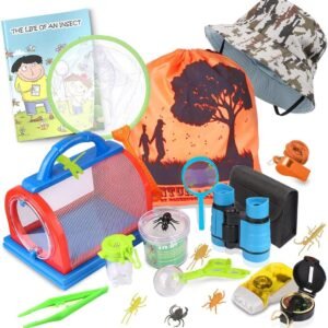 Outdoor Explorer Kit & Bug Catcher Kit with Binoculars, Flashlight, Compass, Magnifying Glass, Critter Case and Butterfly Net Great Toys Kids Gift for Boys & Girls Age 3-12 Year Old Camping Hiking