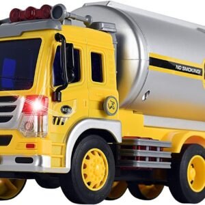 WolVol Friction Powered Oil Tanker Truck Toy with Lights and Sounds for Kids