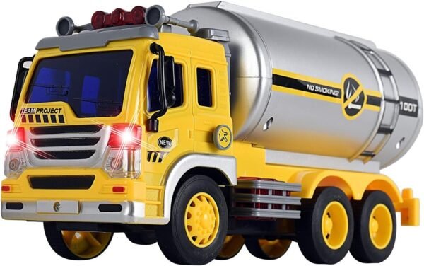 WolVol Friction Powered Oil Tanker Truck Toy with Lights and Sounds for Kids