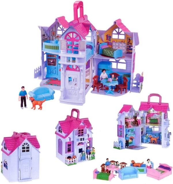 Liberty Imports My Sweet Home Fold and Go Pretend Play Mini Dollhouse with Furniture and Accessories