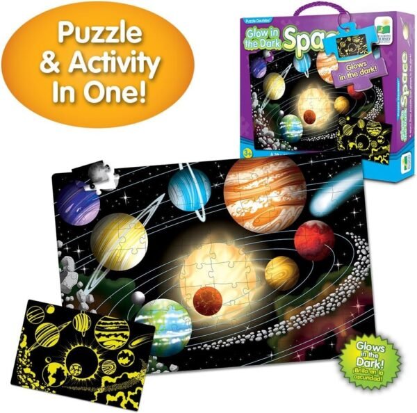 The Learning Journey Puzzle Doubles Glow in the Dark - Space - 100 Piece Glow in the Dark Preschool Puzzle (3 x 2 feet) - Educational Gifts for Boys & Girls Ages 3 and Up