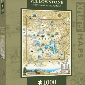 MasterPieces Xplorer Maps Jigsaw Puzzle, Yellowstone, National Park, 100% Made in USA, 1000 Pieces