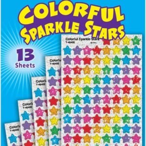 Trend Enterprises Sparkle Stars Stickers - 1/4 to 1/2 inches - Set of 1,300 - Red, Blue, Gold, Silver
