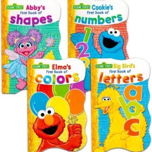 Sesame Street First Books Series; BIG Bird's Letters, Abby's Shapes, Elmo's Colors, Cookie's Numbers [Board Book Hardcovers, 4 Books]