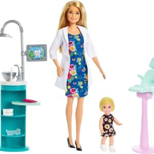 Barbie Dentist Doll and Playset, Blonde, with Small Patient  Doll and Accessories