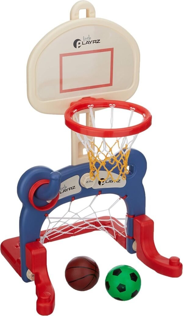 Kids 3-in-1 Sports Center: Basketball Hoop, Soccer Goal, Ring Toss Playset