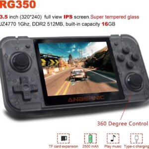 DigitCont Handheld Game Console, Retro Mini Game Player with 2500 Classic Game 2500mAh Rechargeable Battery 3 Inch IPS Screen Portable Video Game Console Transparent Black