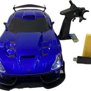 XQ TOYS 1/10 1:10 Scale SRT Viper RTR RC Car R/C Vehicle, Front Light Headlight Tail Light Brake Light Rechargeable RTR Remote Control RC Car (Viper Blue)