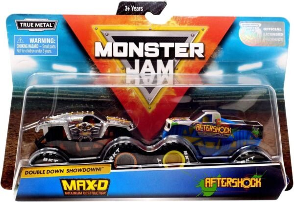 Monster Jam, Official Max D Vs. Aftershock Die-Cast Monster Trucks, 1: 64 Scale, 2 Pack