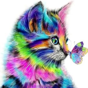 iFymei Paint By Numbers for Kids & Adults & Beginner , DIY Oil Painting Gift Kits 16 x 20 inch Canvas - Colorful Cats and Butterflies