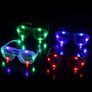 12 Pack - LED Slotted Shades - Light Up Glasses for Adults & Kids Party Favors - Assorted Colors