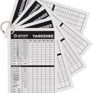 Get Out! Giant Yard Dice Laminated Score Keeper Cards Small 5pk ? Jumbo Outdoor Lawn Game Dice Point Pads Game Sheets