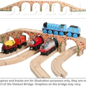 Orbrium Toys 6 Arches Viaduct Bridge for Wooden Railway Track Fits Thomas Trains Brio set