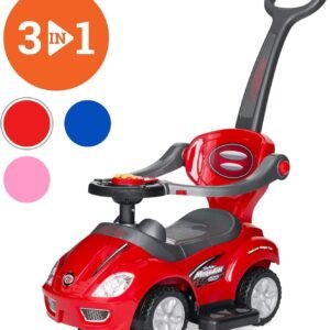 Best Choice Products 3-in-1 Kids Push and Pedal Toddler Ride On Wagon Play Toy Stroller w/ Sounds, Handle, Horn - Red