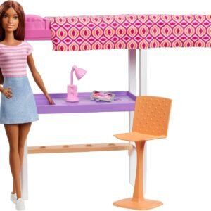 Barbie Doll and Furniture Set, Loft Bed with Transforming Bunk Beds and Desk Accessories, Gift Set for 3 to 7 Year Olds????