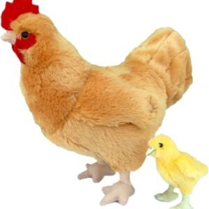 Adore 12' Standing Goldie The Hen Chicken with Baby Chick Plush Stuffed Animal Toy